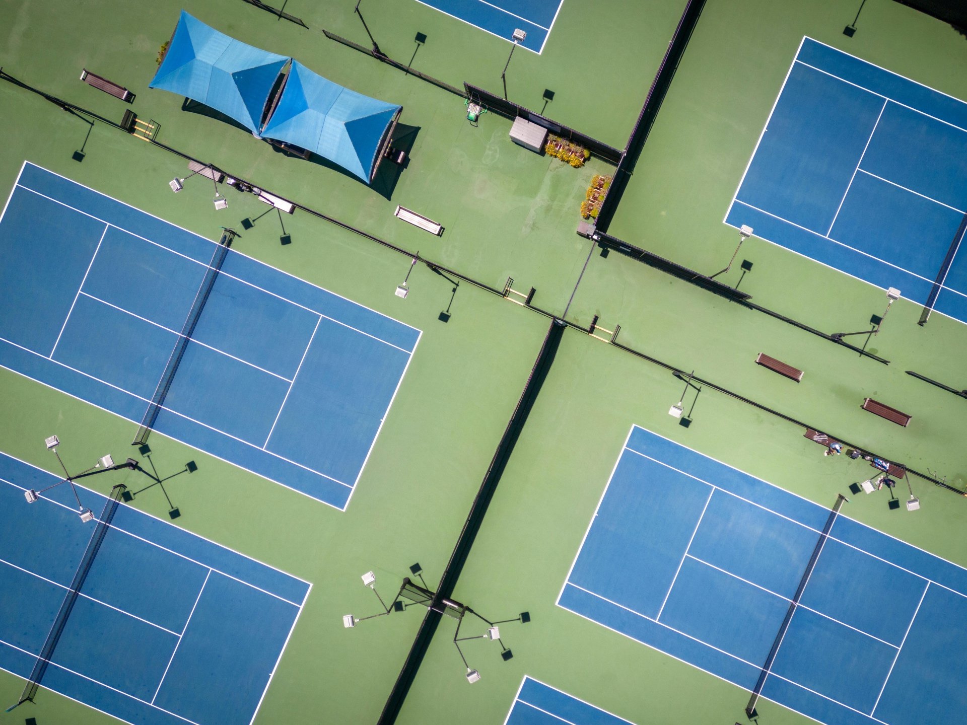 Tennis training courts aerial view